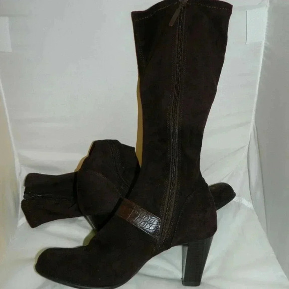 PREDICTIONS Brown Faux Suede Animal Print Boot - Picture 2 of 4